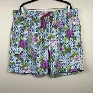 Tommy Bahamas Relax Men's Floral Drawstring Swimming Trunks Shorts Size 2XL